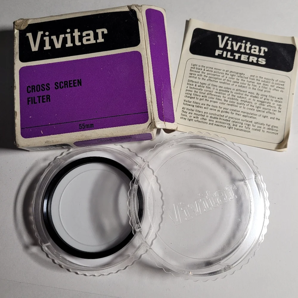 Lot/Bundle of FIVE vintage 55mm camera filters! Vivitar & Hoya